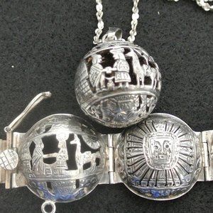 Incan Sterling Silver Bracelet and Necklace combo